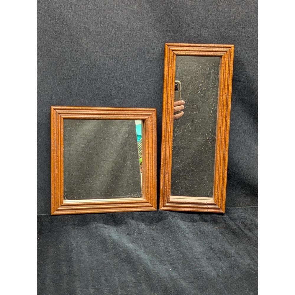 Vtg Pair Of Homco Wall Mirror 13in x 5in X 1.5in And 8x8x1.5 Square Gallery Wall
